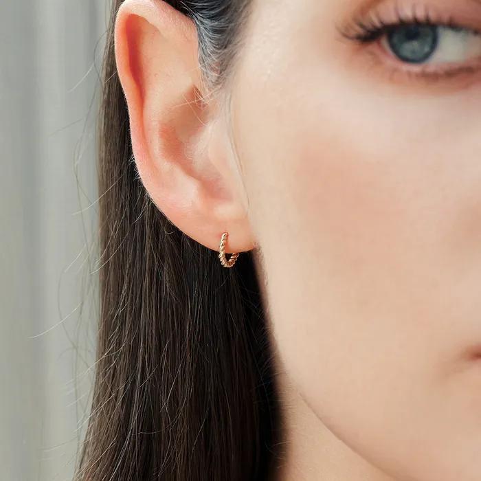 14k 트위스트 로프 미니 원터치 귀걸이 (14k골드) #LFE55