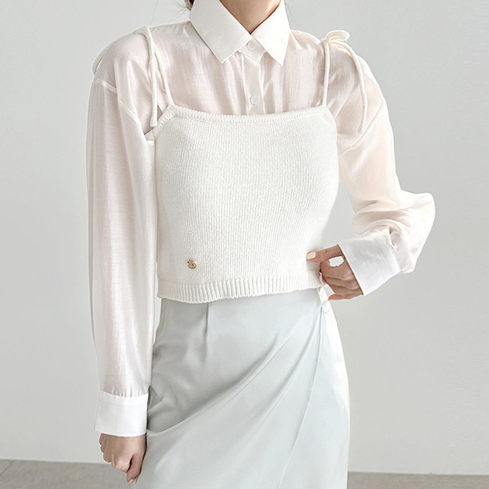 뷔스티에 스트랩 니트탑