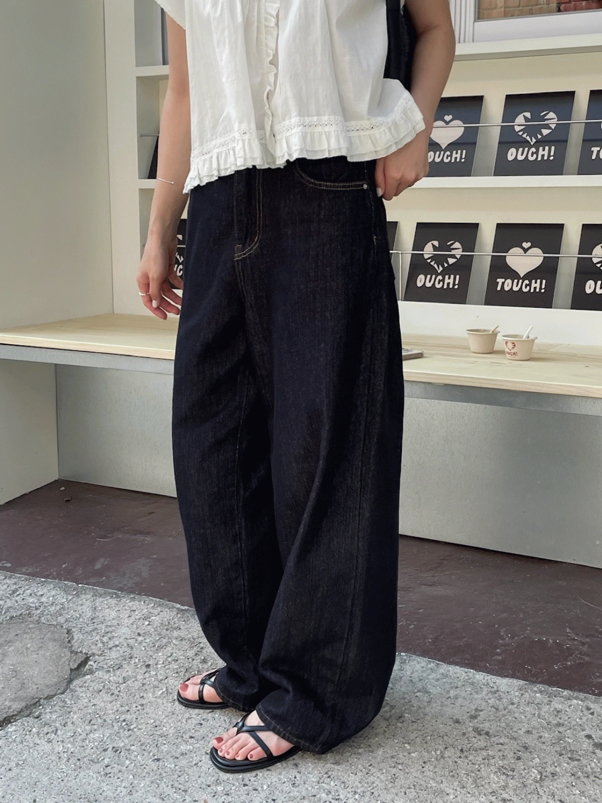 클로버 논페이드 와이드 데님