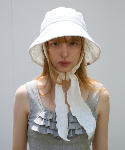 Scarf Bucket Hat, White
