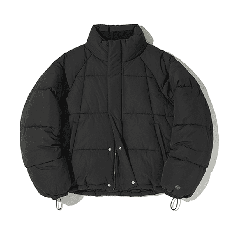 헤비 스퀘어 카라 숏 패딩_블랙