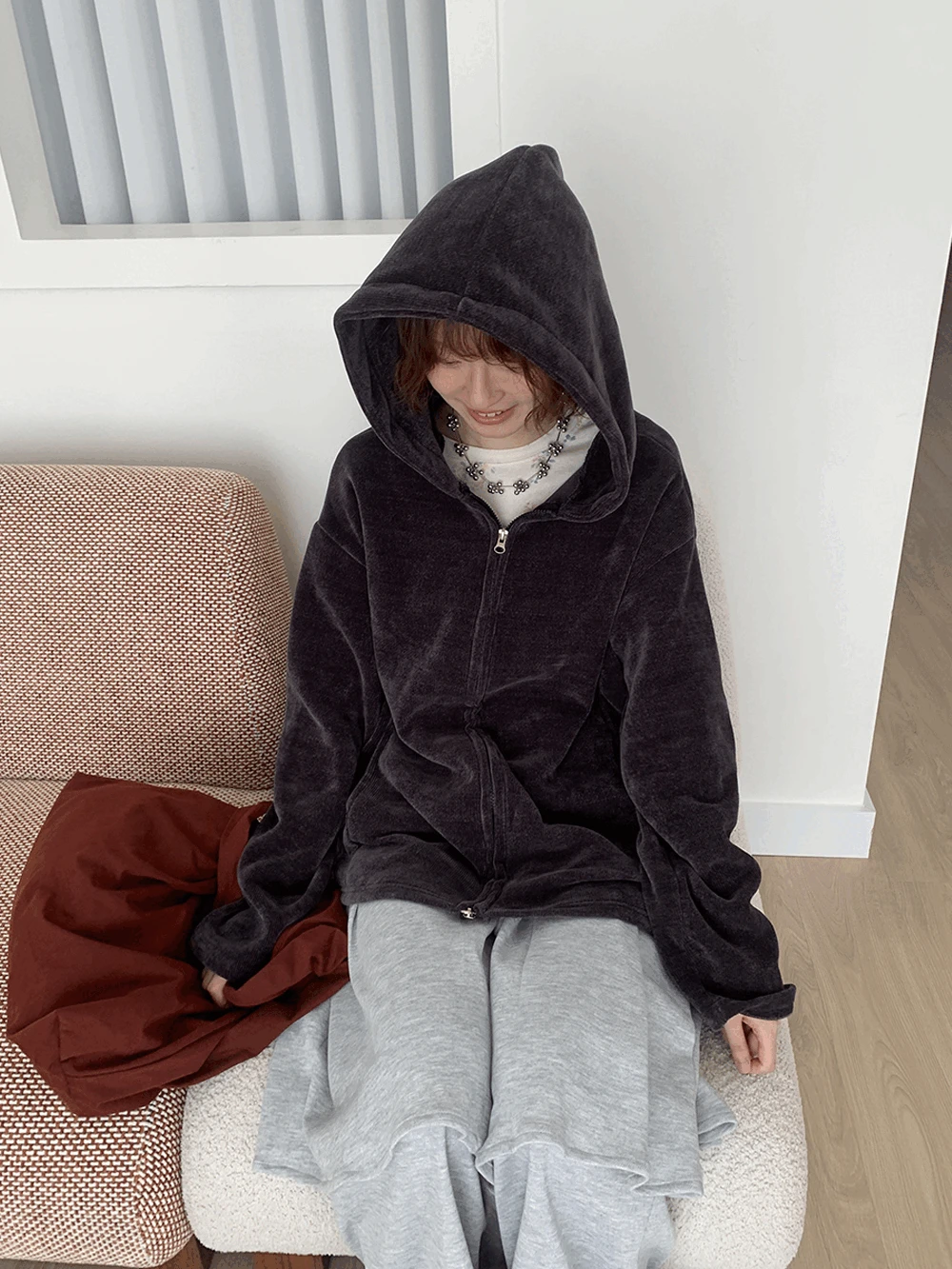 로셰 벨벳 투웨이 후드집업 (4c)