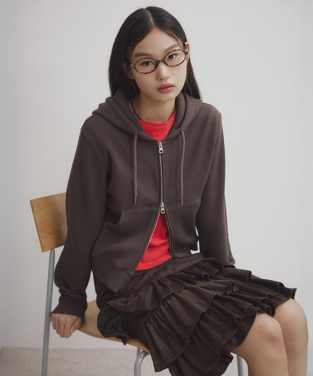 스파오 여성 와플 후드 집업_SPMZG23G02