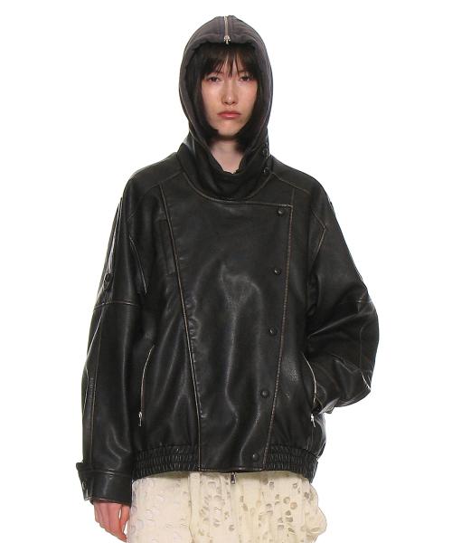 빈티지 레더 봄버 자켓_다크 브라운