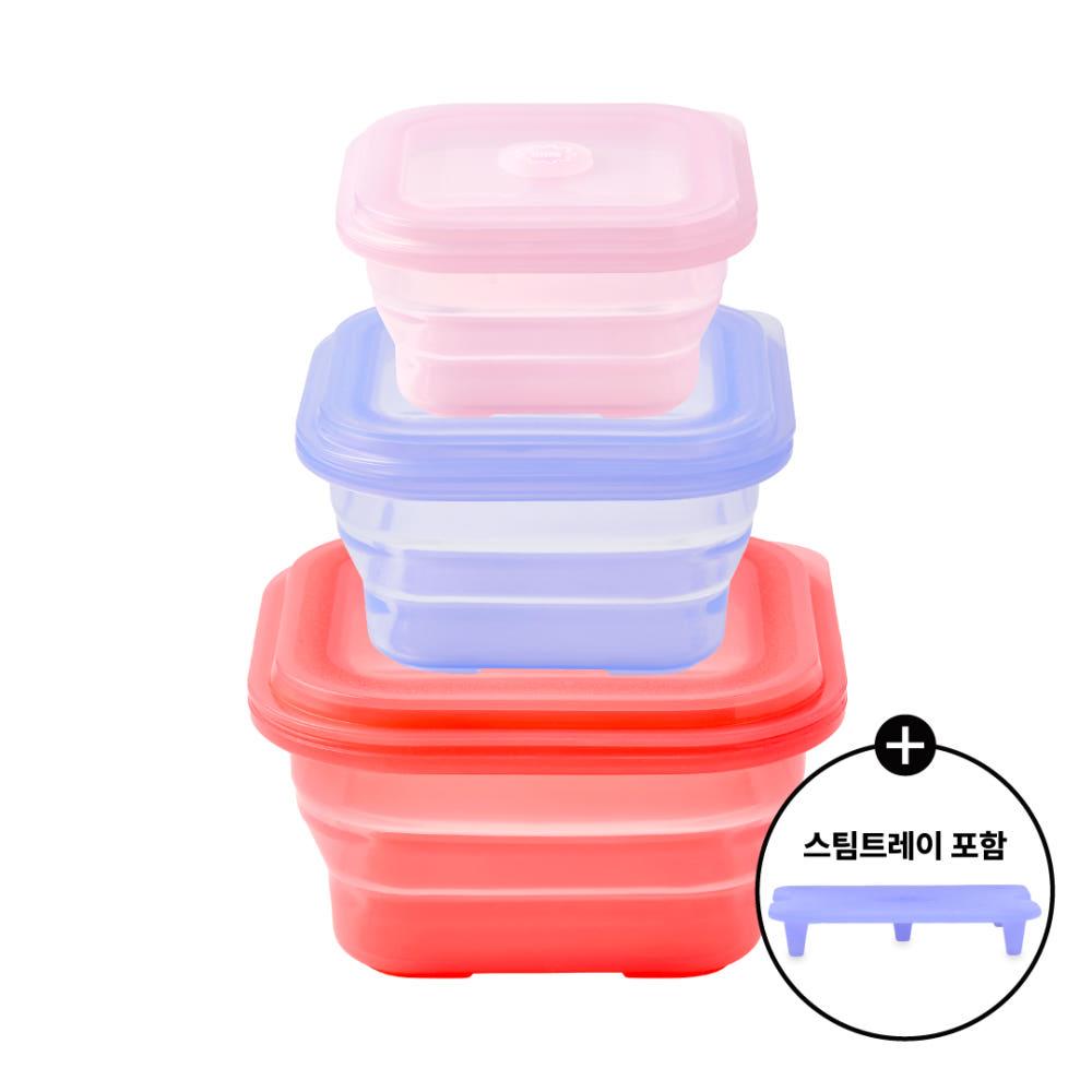 냉동밥보관용기 다이어트식단용기 간편조리용기 푸쉬락 스팀트레이 : 리빙크리에이터