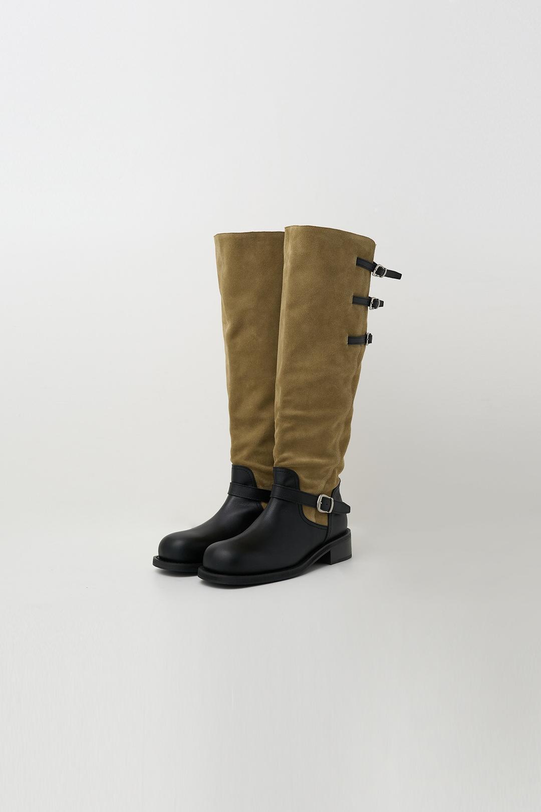 Buckled Long Boots (brown+black)