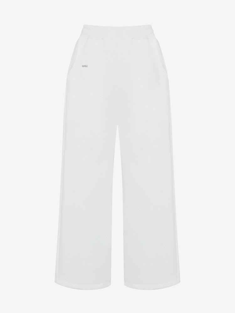 [mnem] pintuck fleece logo jogger pants (ivory)