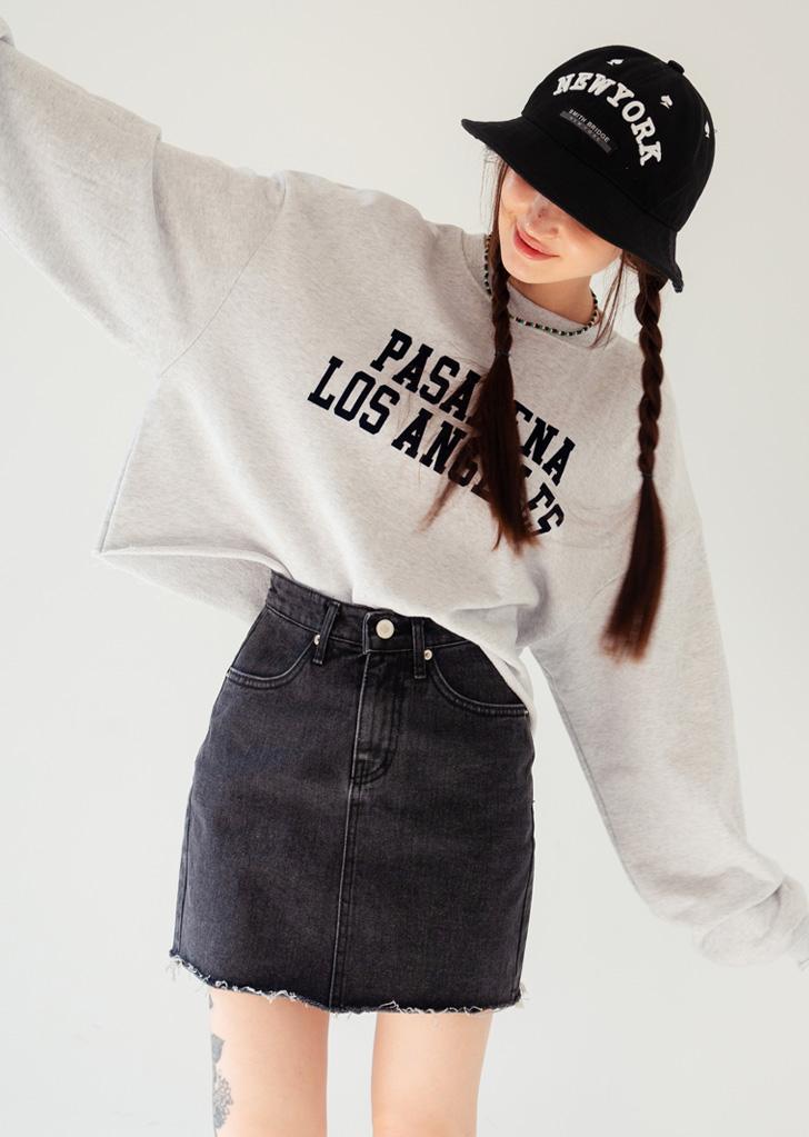 베넷 컷팅 데님 스커트