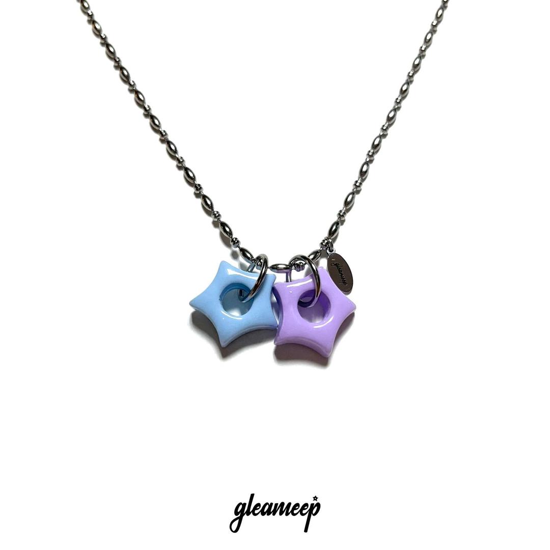 gleaming twin little star necklace [sky lavender]