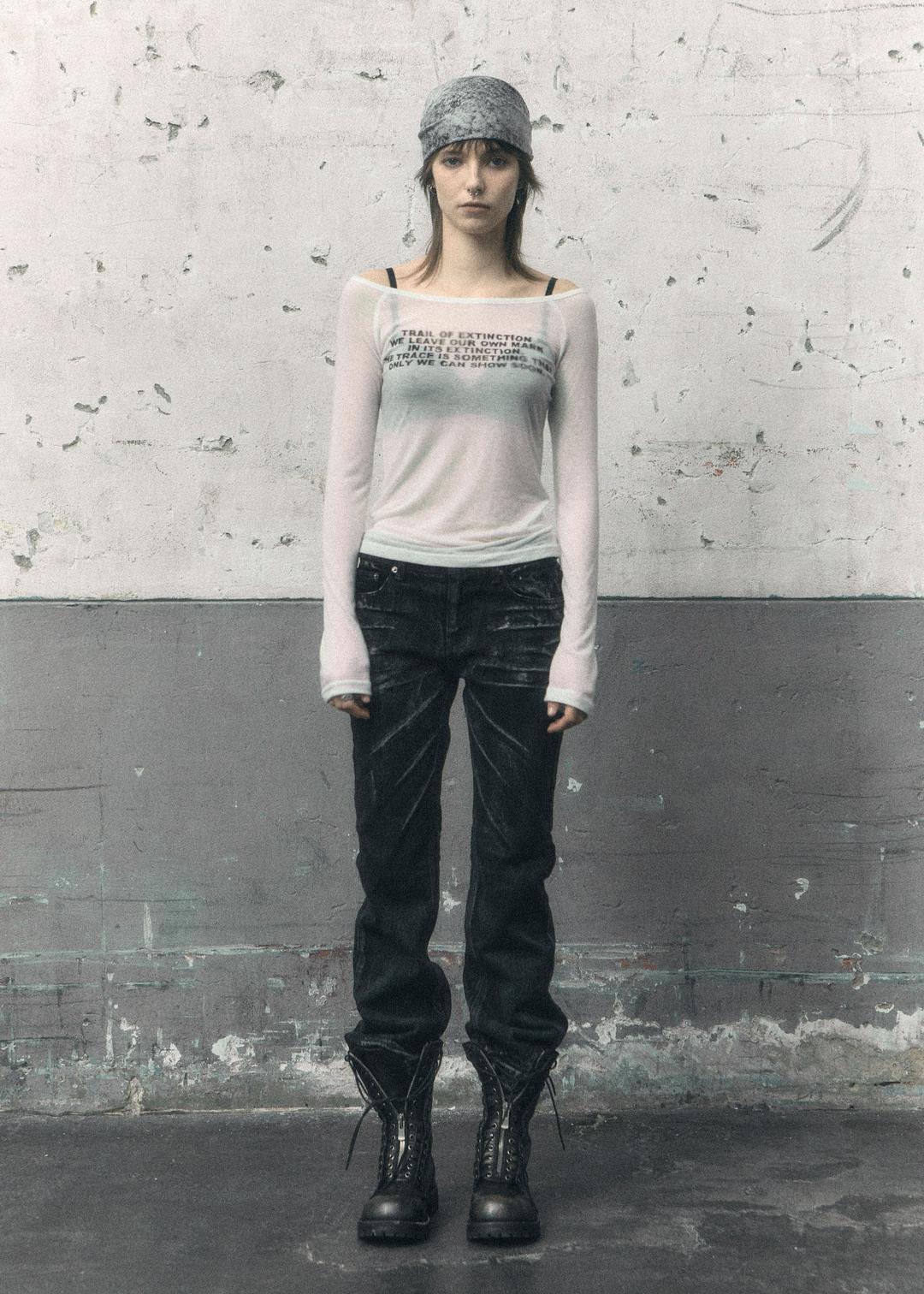 [LONG ver] 'TRAIL OF EXTINCTION\' PRINTED LONG SLEEVE, IVORY