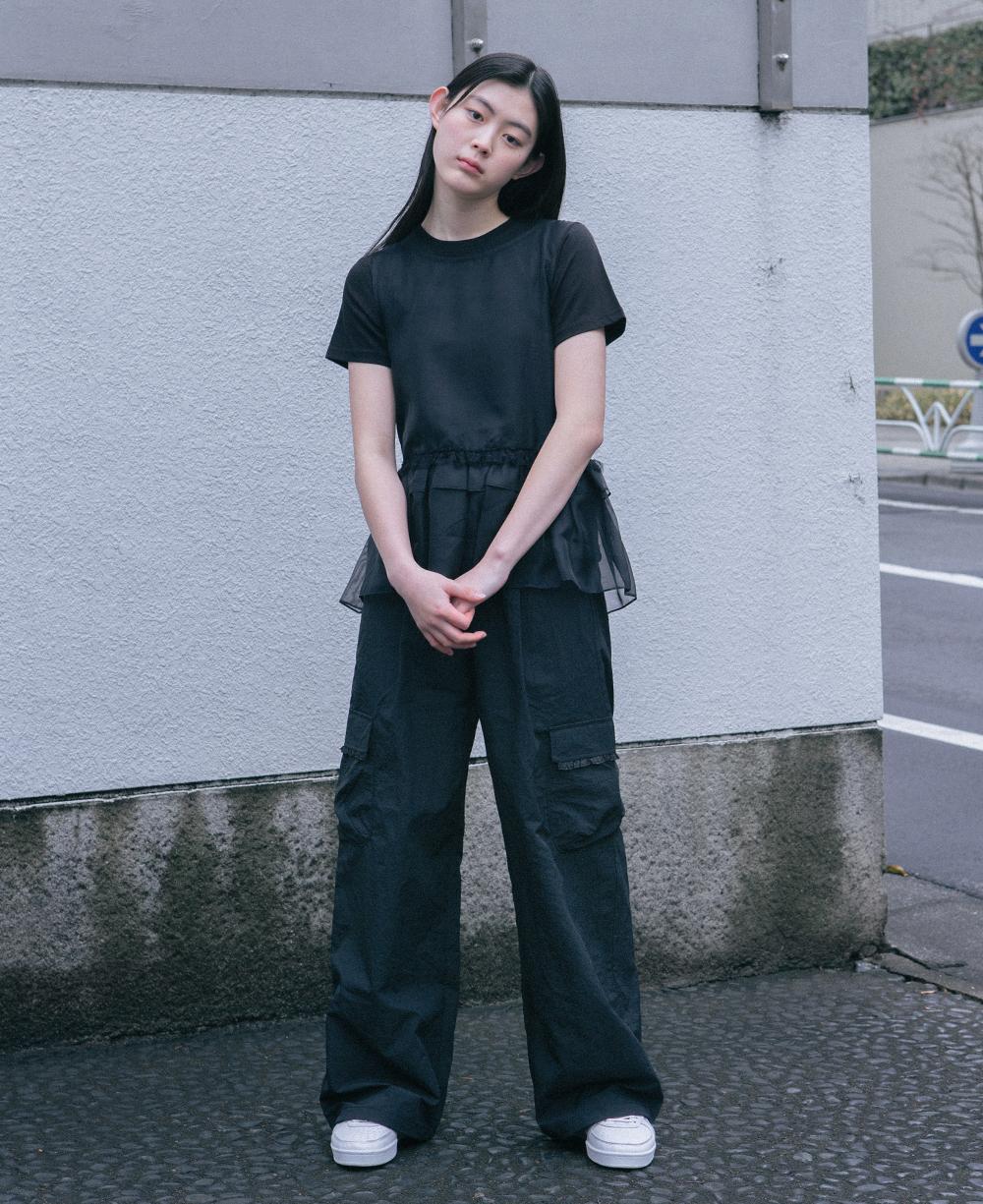 DOT NYLON PANTS, BLACK