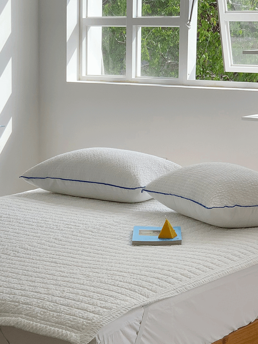 기획) 고슬고슬 시어서커 패드 - 화이트 (SS/Q/K)