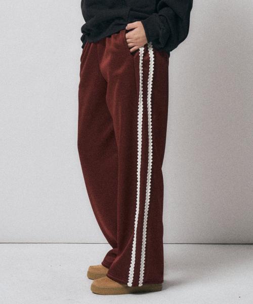 2 line pants [burgundy]