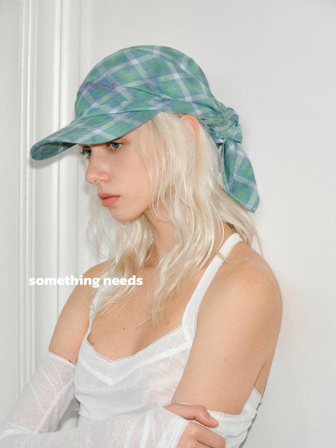 Pillow scarf cap _ Blue gray