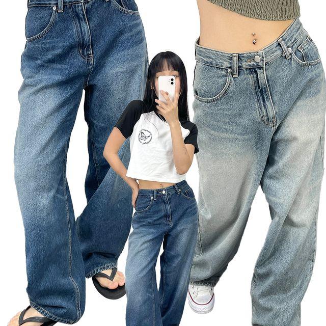 city washing wide denim pants (2colors)