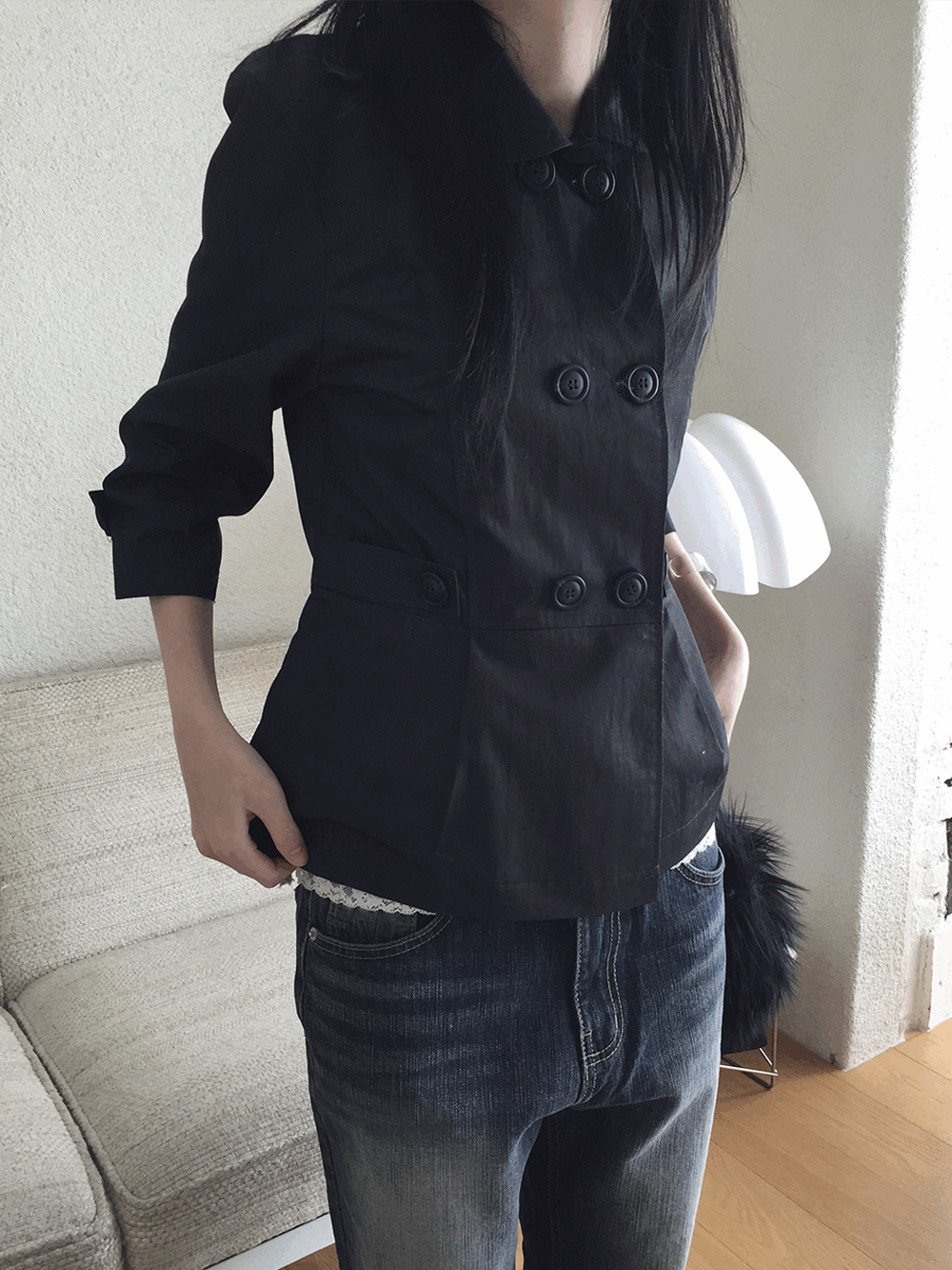 하우유 마릴 둥근카라 더블 숏 자켓 (2c)