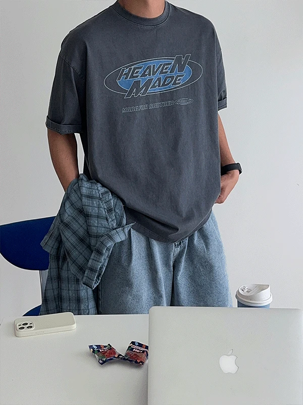 *HEAVEN  피그먼트 1/2티셔츠(2colors)