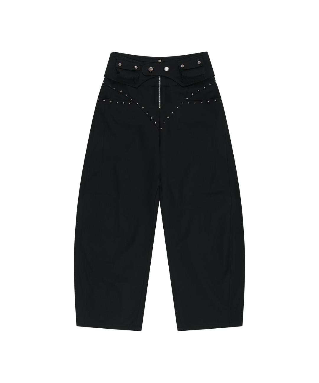 Belt Rivet Oval Pants Black