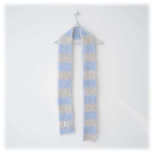HAIRY STRIPE MUFFLER (SKY BLUE & GREY)