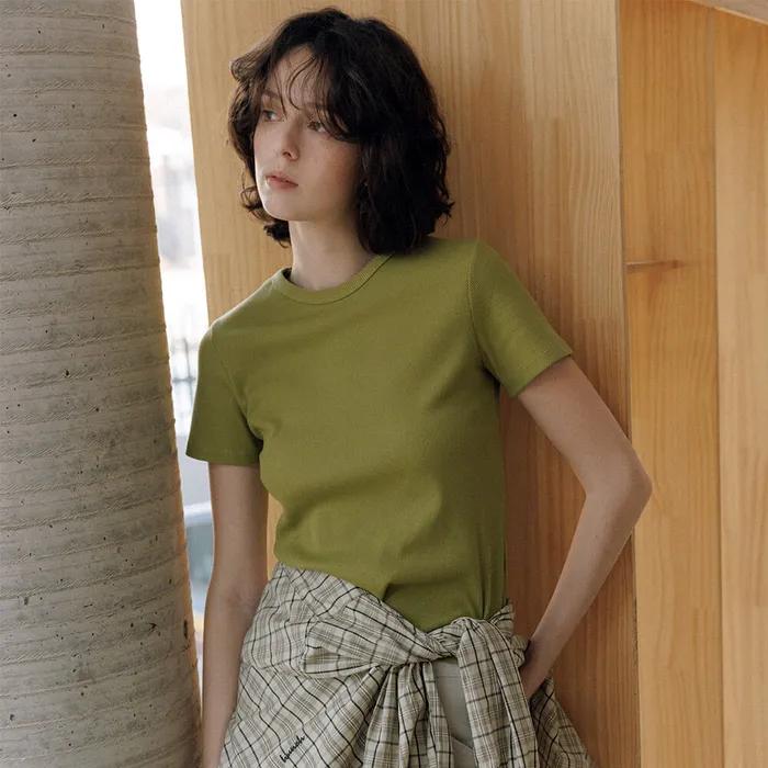 Ribbed Incision Slim Tee (3color)