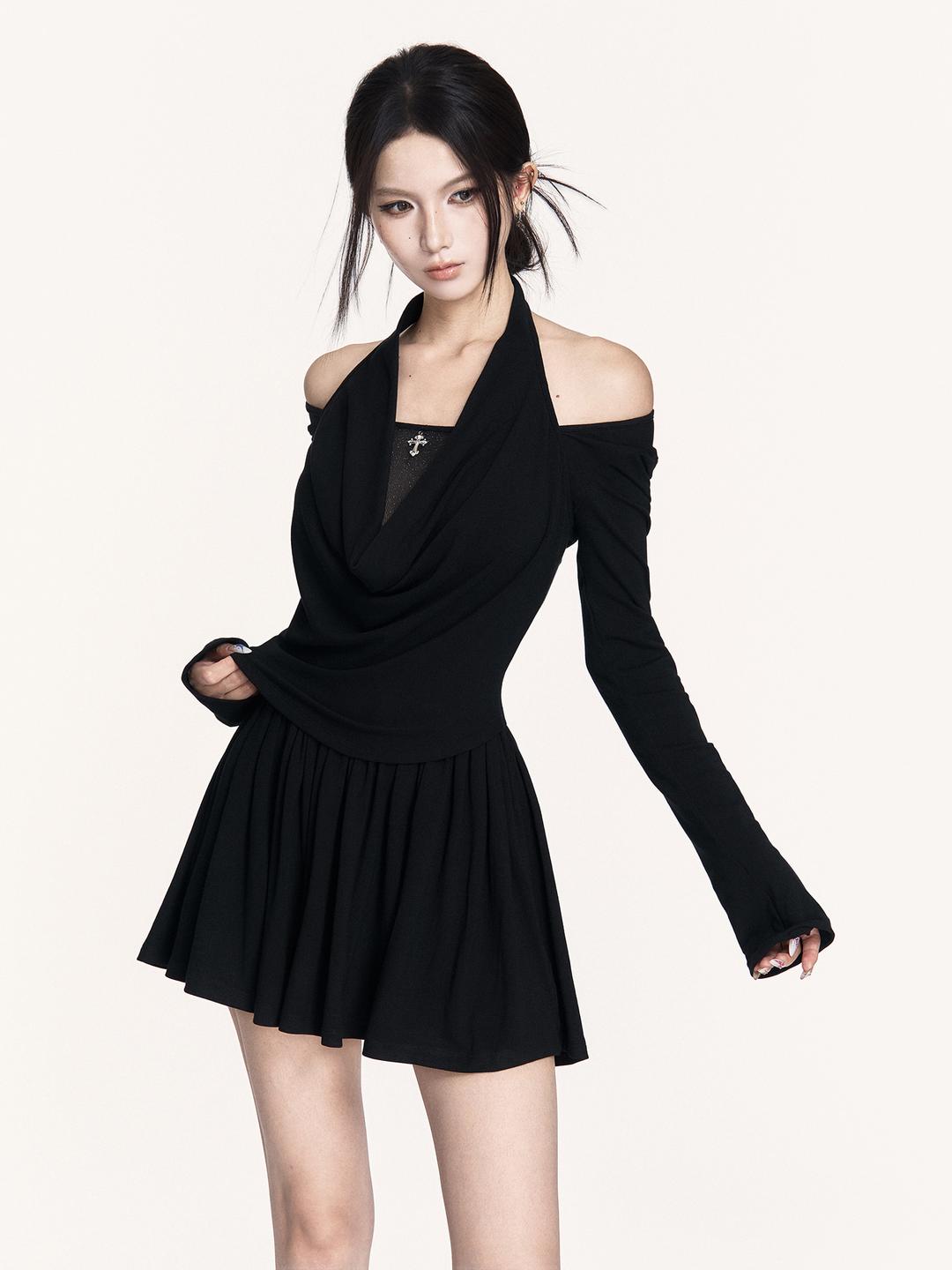 VOCK Halter neck slimming elastic knit dress