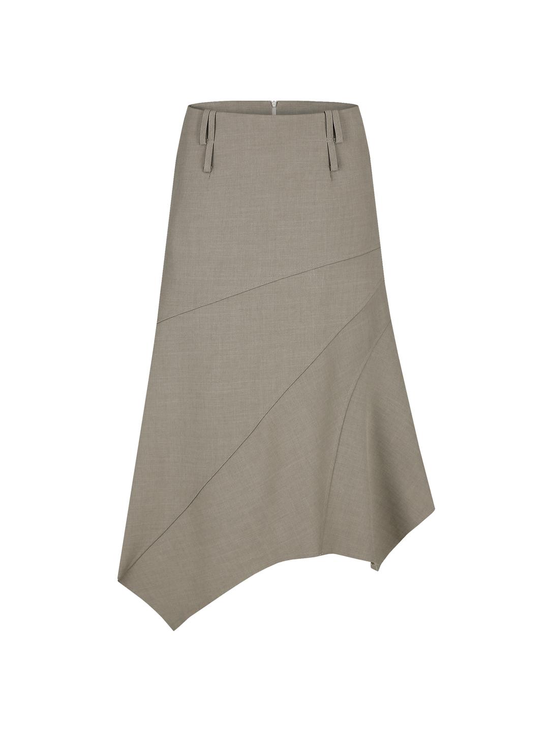 Paneled Gored Skirt Beige