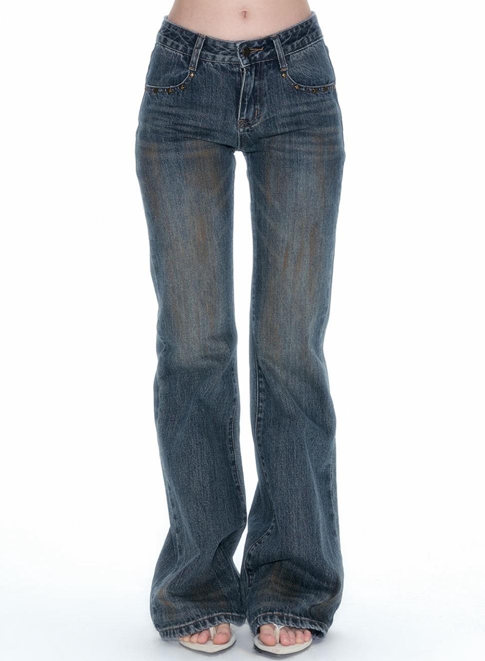 NECY STUDIO Star Rivet Flared Jeans