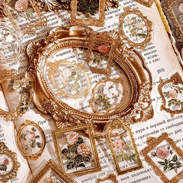 베르사유궁전 꽃 플라워 금박 스티커 빈티지 다꾸 다이어리 꾸미기 스크랩 탑꾸 폰꾸 폴꾸 아이패드 맥북 캐리어 아이폰 Z플립 꾸미기 (15000원 이상 구매시 할인)
