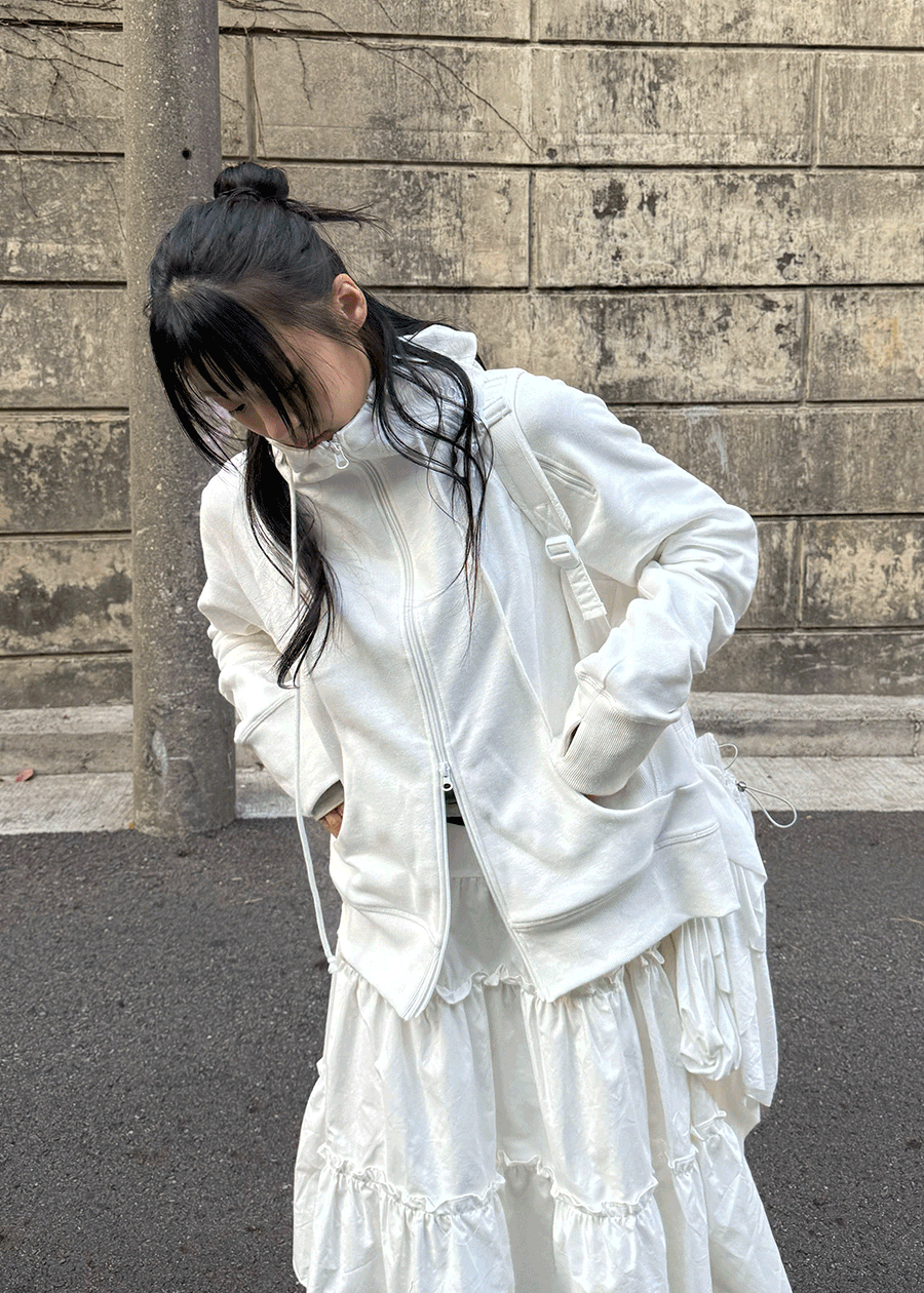우화 DOUBLE ZIP HOOD WHITE