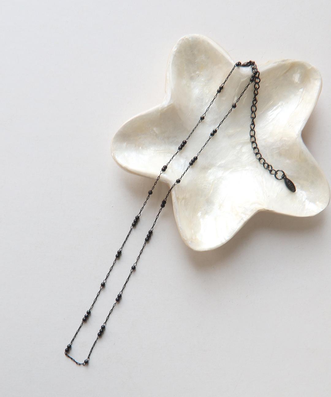 더노블 [써지컬]빈티지 히피 슬림 네크리스 레이어드 블랙 버블체인 목걸이