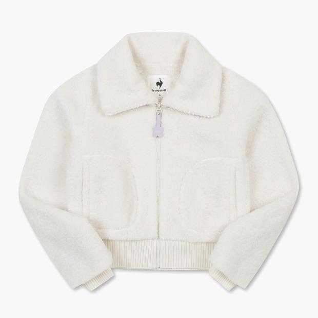 [드롭드롭드롭X르꼬끄] 테디퍼 크롭 솔리드 자켓 / CREAM