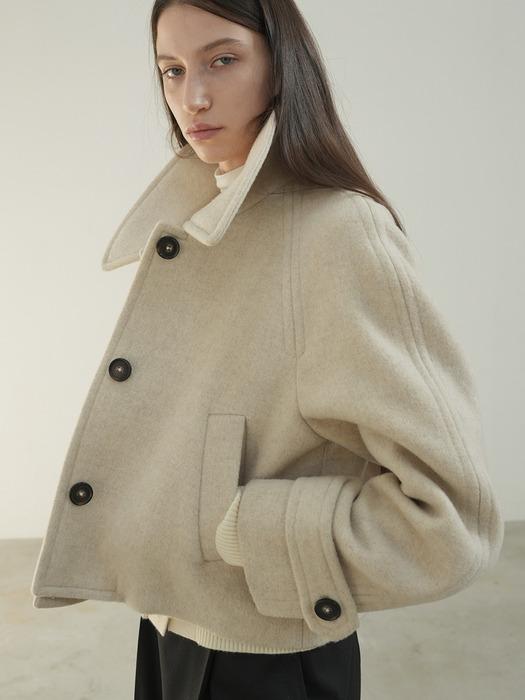 RAGLAN SHORT WOOL COAT / OATMEAL