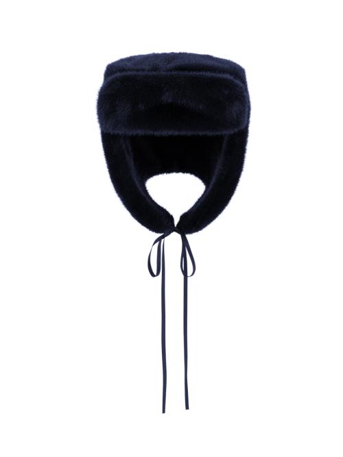 VEGAN FUR TRAPPER HAT NAVY