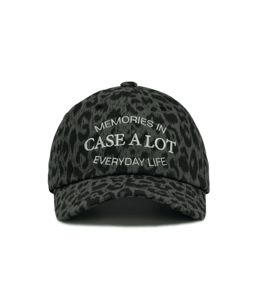 Logo leopard ball cap - black