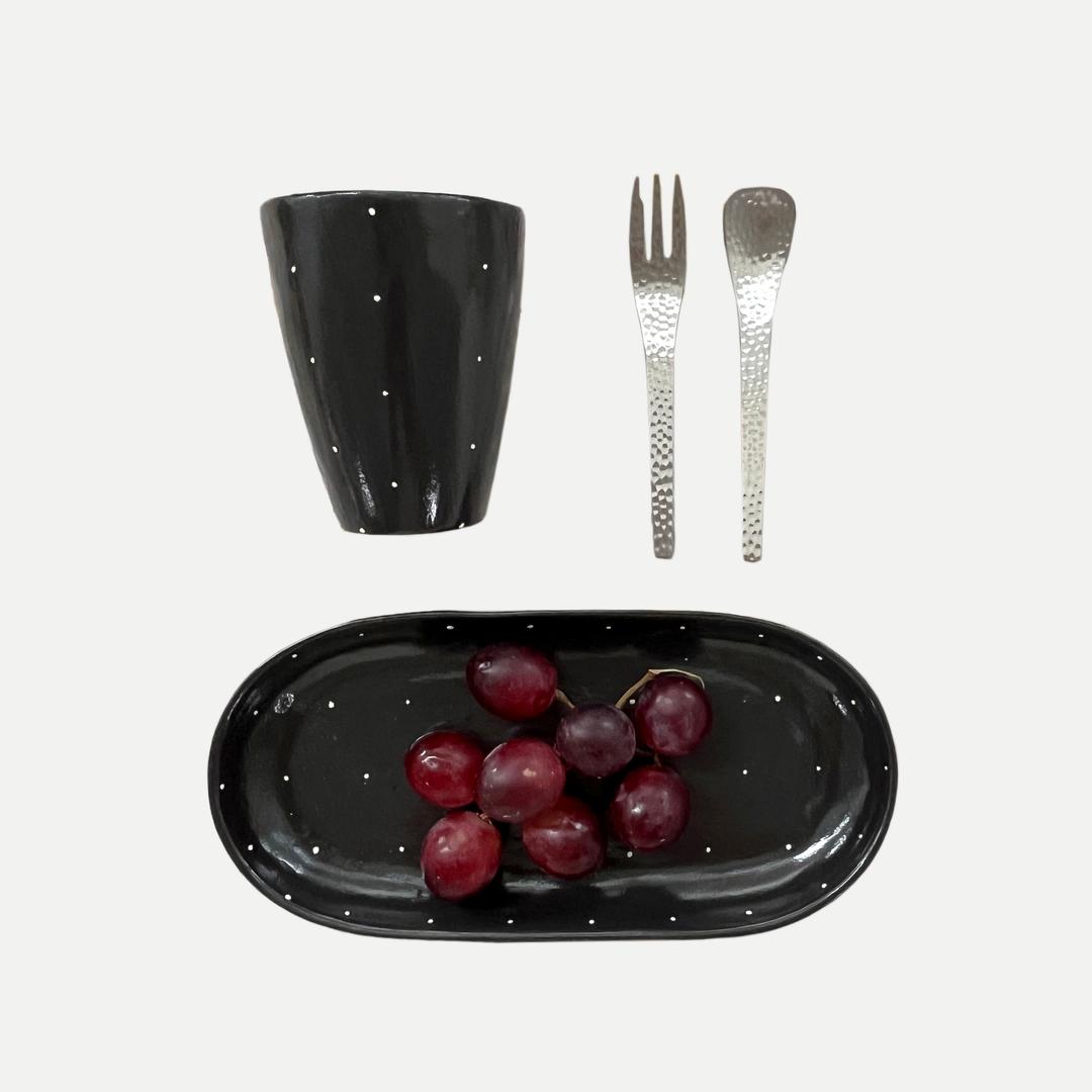 small dot cup & long plate