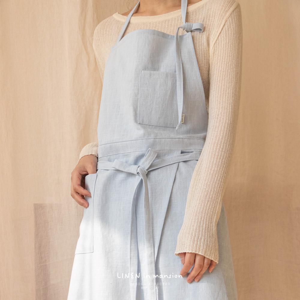 overlap ramilinen apron, candy blue(handmade), 오버랩 라미린넨 에이프런