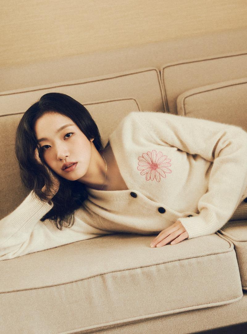 RACCOON BLENDED CARDIGAN V NECK_IVORY PINK