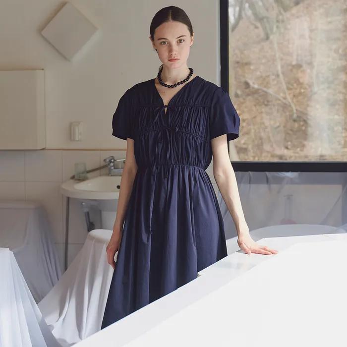 Romantic Shirring Long Dress_2colors