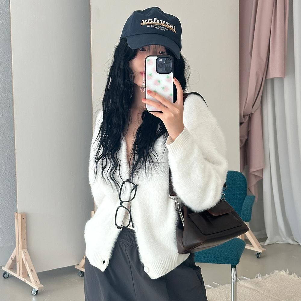 [미희 PICK] (우먼) Hairy knit Cardigan_Cream_KN151