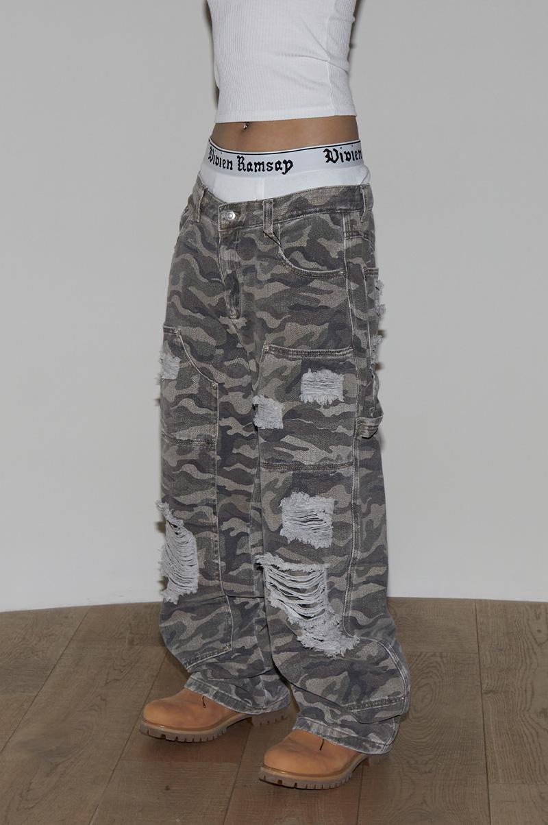 BONE DAMAGED CAMO PANTS