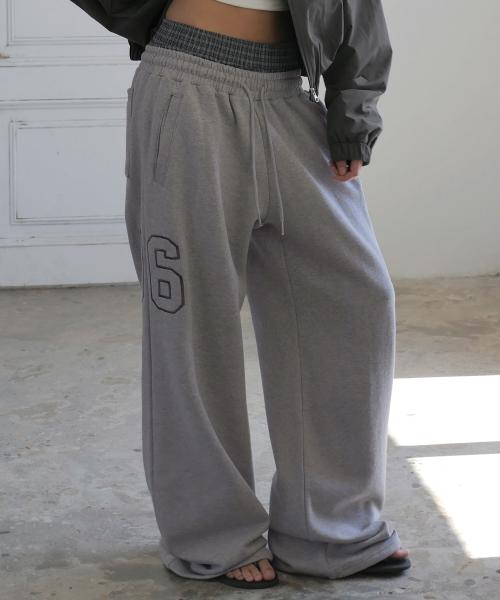 Check Layered 96 Wide 2way Jogger - Gray