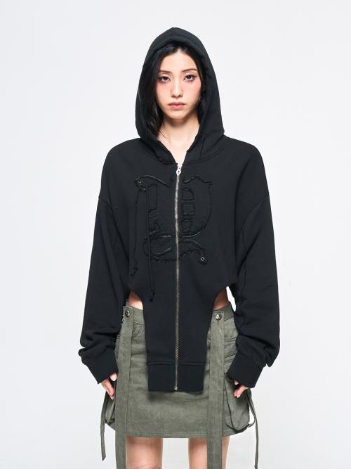 BACK TIE DETAIL ZIP-UP (BODYSUIT VER) BLACK