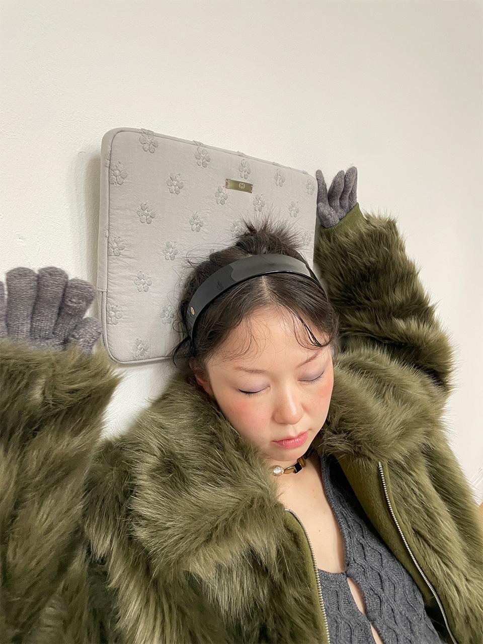 POOH NOTEBOOK POUCH GRAY FLOWER