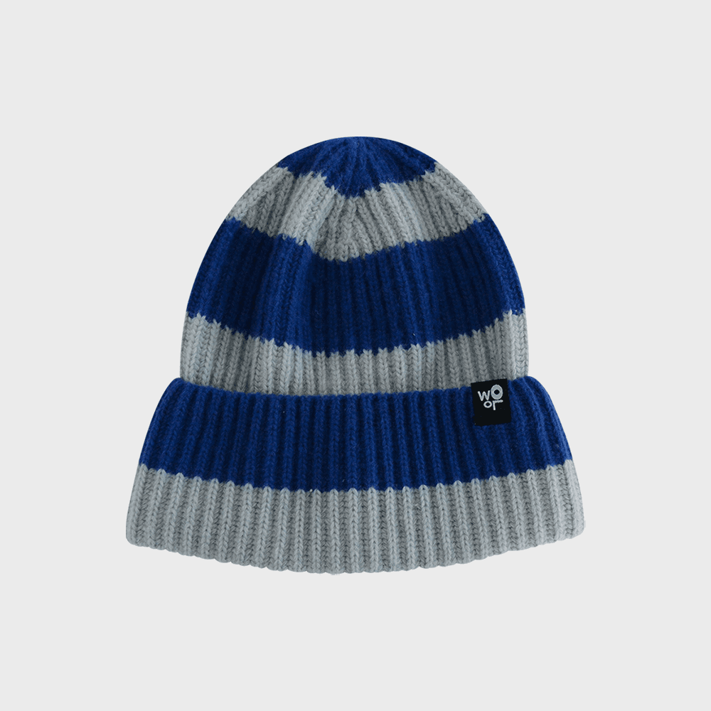 STRIPE WOOL BEANIE (FOG)