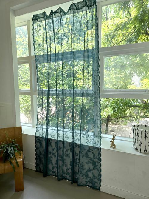 은은한 딥그린 레이스 커튼145x250 (1p)