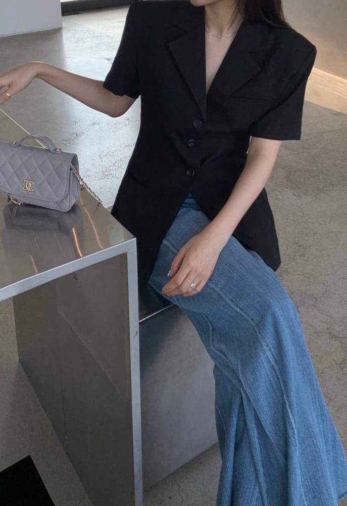 [바이베이지] 베르 썸머 라인 버튼 반팔 자켓