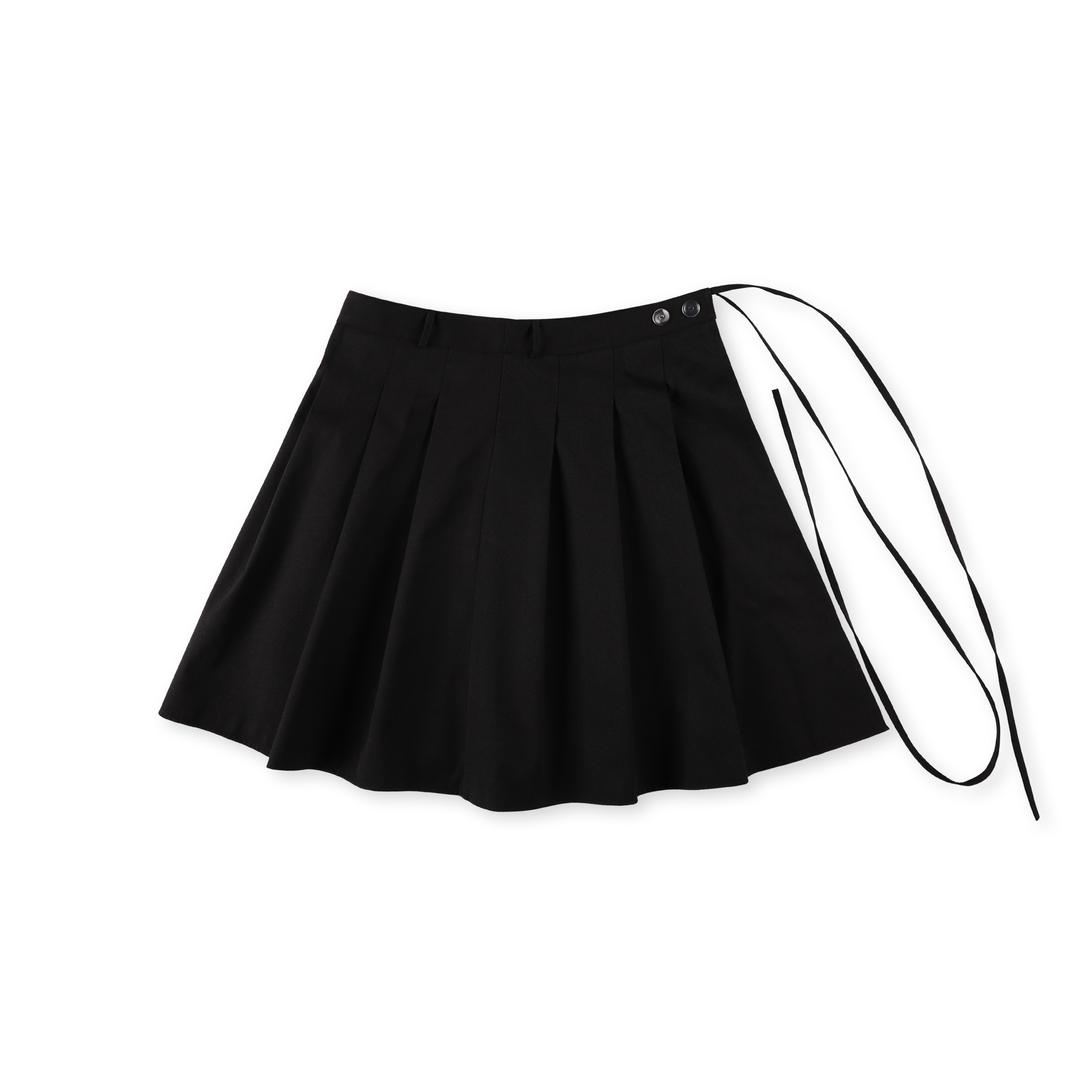 [BB] Pleats Layered Skirt (Black)