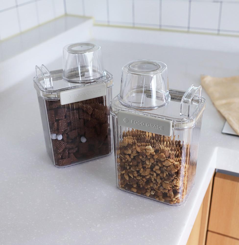 잡곡통 씨리얼 쌀 사료 보관통 도어포켓 1300ml