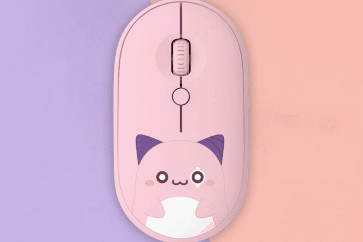 핑크빈 무소음 무선마우스 귀여운 캐릭터 핑크