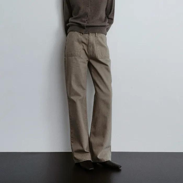 [기장선택] Pocket straight denim (beige)